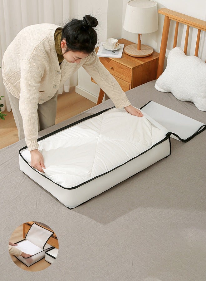 وانغبانغزي حاويات تخزين كبيرة تحت السرير مع غطاء بسحاب، منظم تخزين قابل للطي تحت السرير للملابس والبطانيات وأغطية السرير، تصميم من قماش PVEA مع مقابض، قطعتان (أسود، 80 * 60 * 25 سم) - Image 1